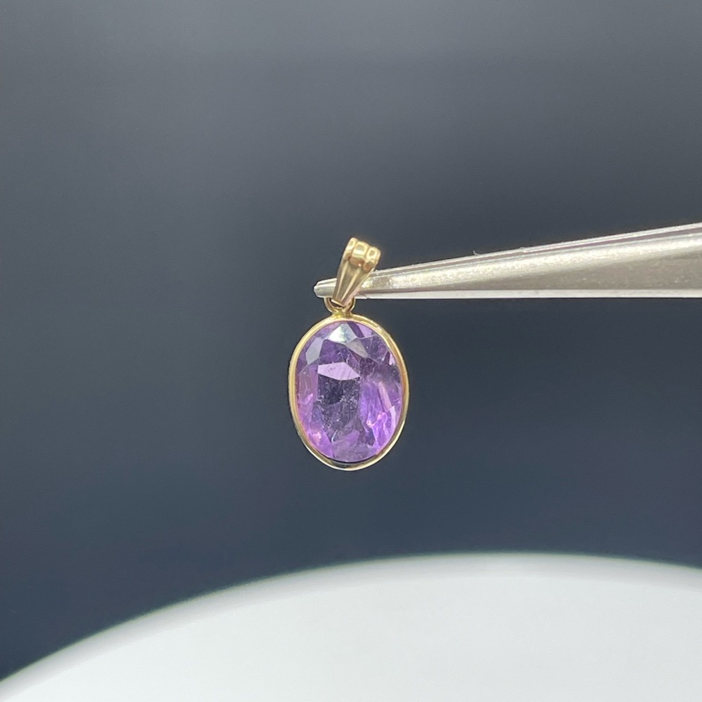 Natural Amethyst 14k Yellow Gold Pendant